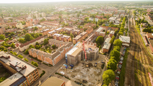 Utsikt från översta våningen på Takterrassen, cirka 45 m över marken. Foto Svensk Fastighetsförmedling