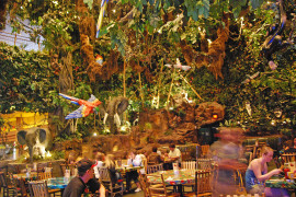 Regnskogsmiljö i baren på MGM Grand.